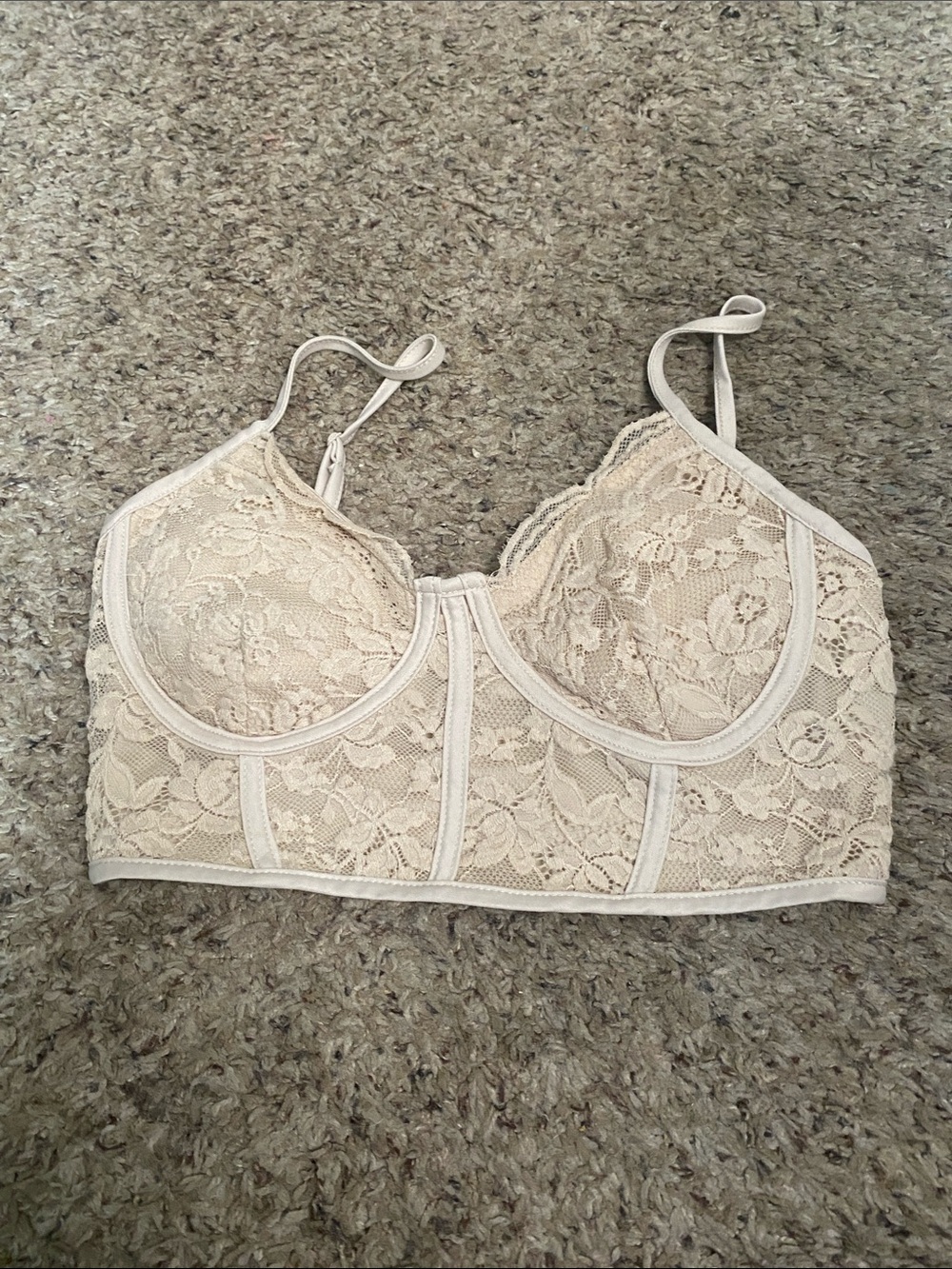 Lace Longline Underwire Bralette in Soft Cream